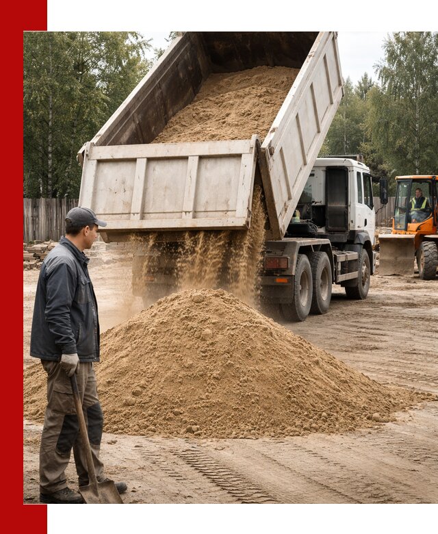 Доставка и продажа песка с разгрузкой в Наро-Фоминске