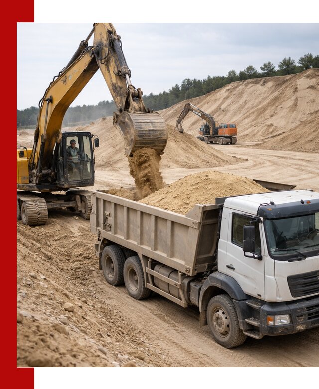 Доставка карьерного песка с самосвалами и разгрузкой в Наро-Фоминске