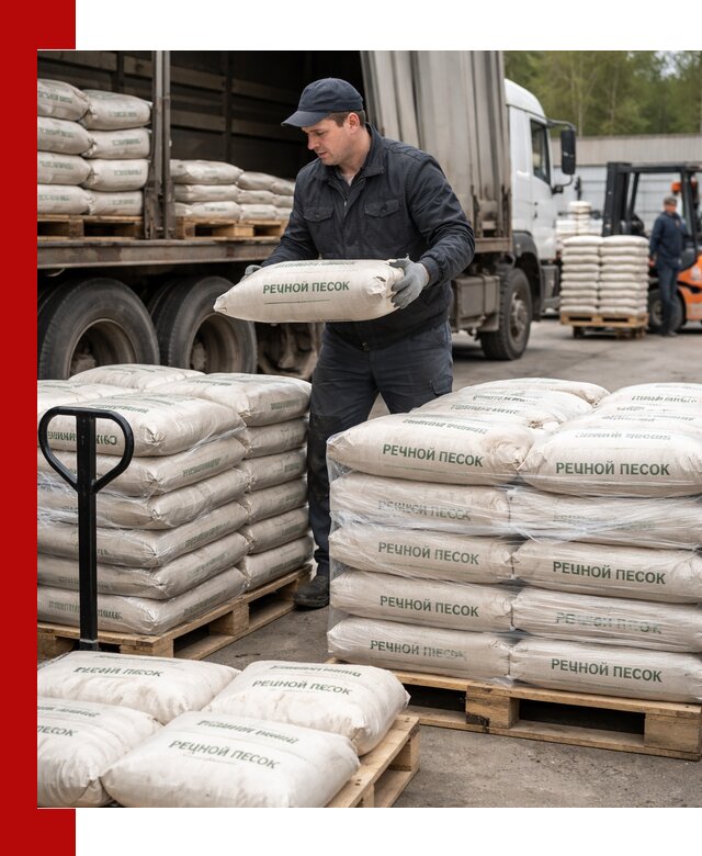 Речной песок в мешках с доставкой в Наро-Фоминске