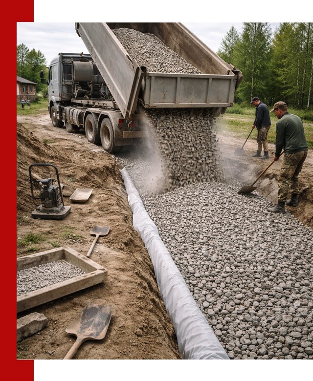 Гравий для дренажа с доставкой в Наро-Фоминске качественный и недорогой