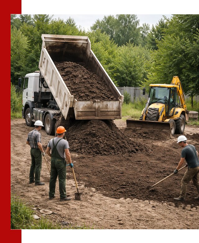 Доставка и укладка грунта для выравнивания участка в Наро-Фоминске