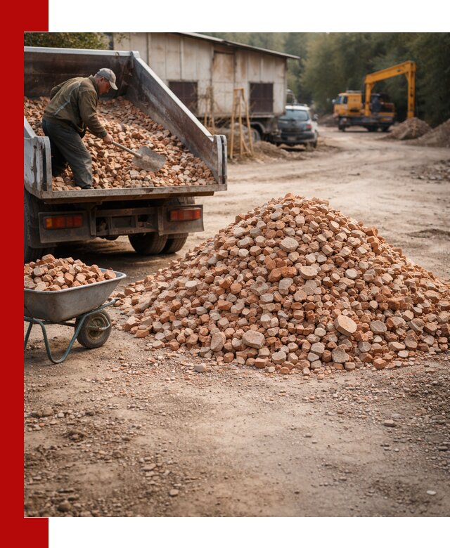 Доставка и подушка из боя кирпича с разгрузкой в Наро-Фоминске