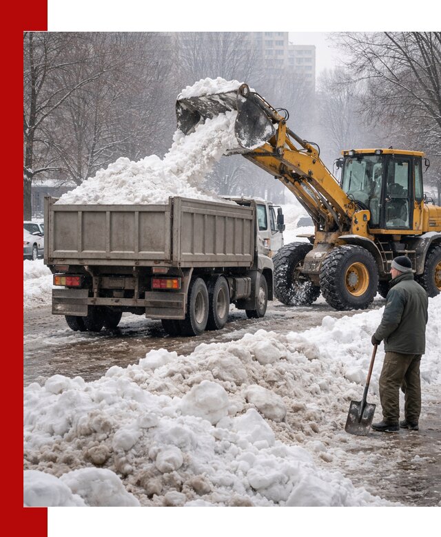 Вывоз снега грузовой техникой в Наро-Фоминске оперативно и чисто