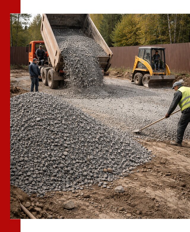 Отсыпка участка щебнем с доставкой и уплотнением в Наро-Фоминске